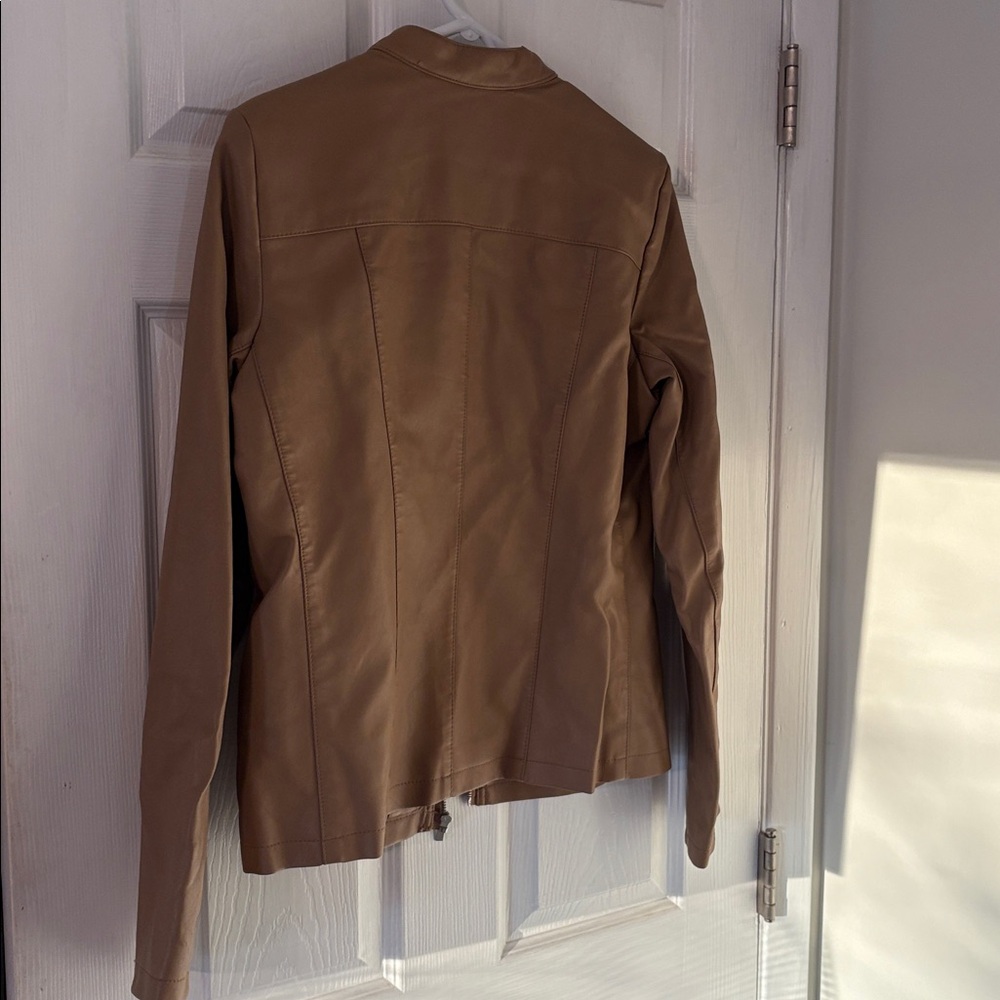 NWT a.n.a Camel Vegan Leather Moto Jacket M - Picture 7 of 8